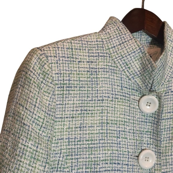 Isabella Demarco White Blue Green Women’s Lined Blazer Jacket Size 8 - Picture 2 of 9